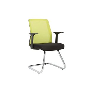 מוז כסא אורח מושב בד שחור גב רשת שחור ידיות קבועות רגל ניקל