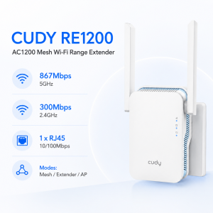 CUDY RE1200 IL AC1200 Mesh Wi Fi Range Extender