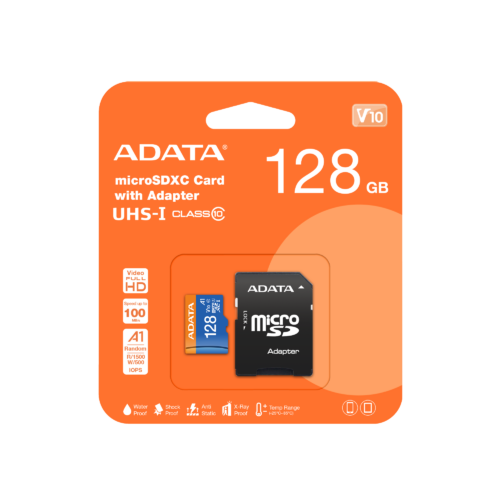 כרטיס זיכרון ADATA MicroSDHC 128GB Class 10 UHS-I A1 אריזה עם מתאם