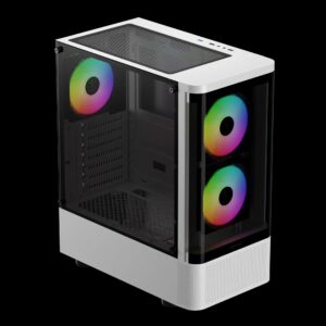 מארז מחשב GAMDIAS TALOS E3 CG לבן - מבט קדמי זוויתי