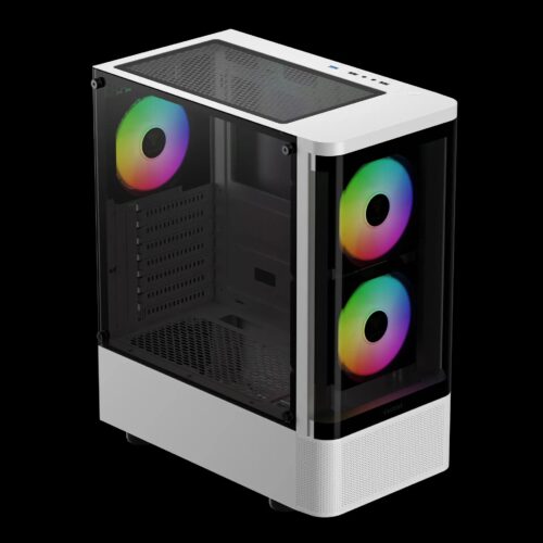 מארז מחשב GAMDIAS TALOS E3 CG לבן - מבט קדמי זוויתי