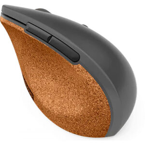Lenovo Go Wireless Vertical Mouse Storm Grey - מבט בזווית מלמעלה, כפתורי צד וגלגלת גלילה