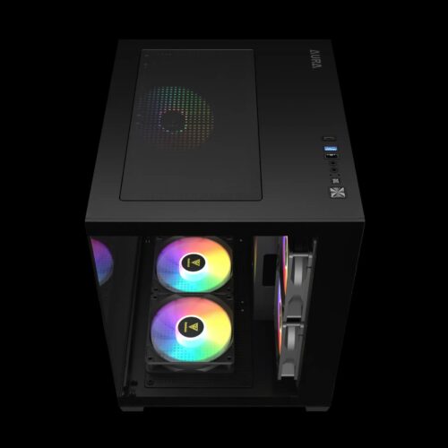 פאנל קדמי של מארז GAMDIAS AURA GC101M עם יציאות USB Type-C ו-USB