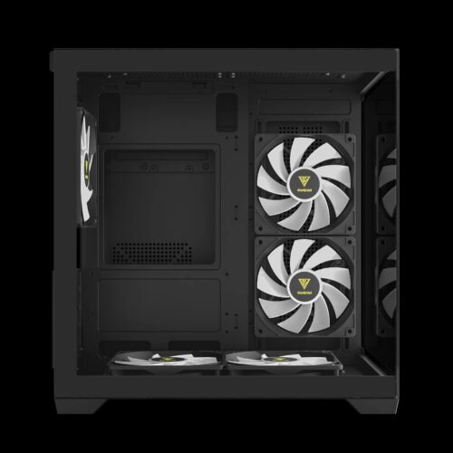 תצוגת פנים של מארז GAMDIAS AURA GC101M עם מאווררים ומפרצי אחסון