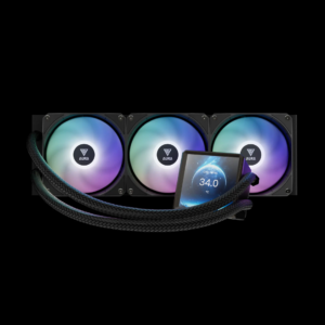 קירור נוזלי GAMDIAS AURA GL360 LCD 360mm - מבט קדמי עם תצוגת LCD